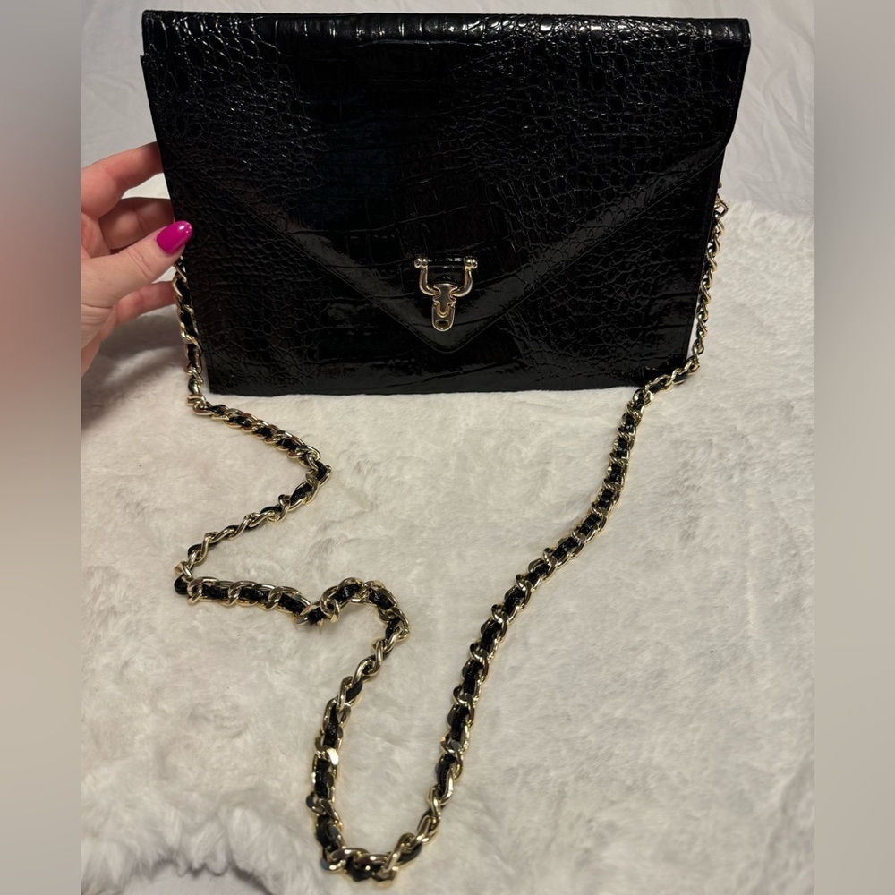 VTG Vivace Korean Leather Crocodile Envelope Clutch Shoulder Purse 90’s Unique